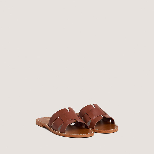 Jonak Plagettes With Wide Straps In Cognac Leather WILOU