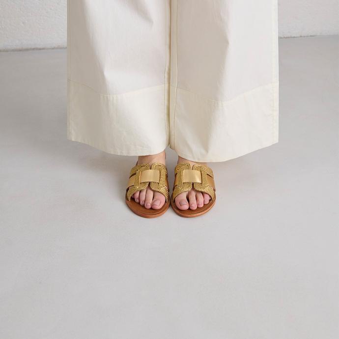 Jonak Plagettes With Wide Straps In Gold Rope And Gold Leather WILOU