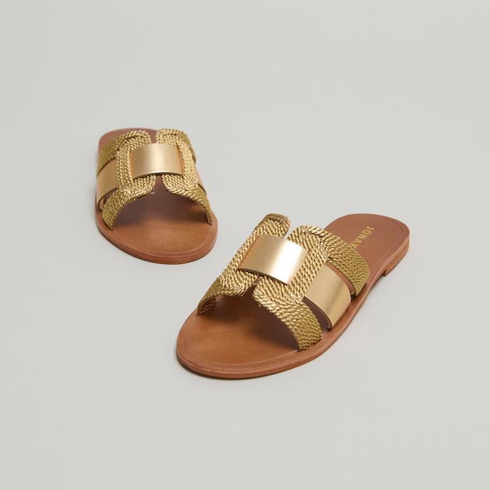 jonak Plagettes with wide straps in gold rope and gold leather WILOU