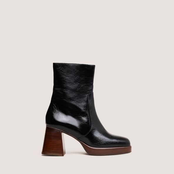 Jonak Platform Ankle Boots In Black Shiny Leather BRIGAND