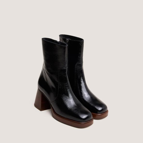 Jonak Platform Ankle Boots In Black Shiny Leather BRIGAND