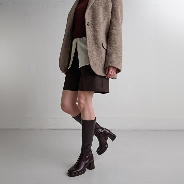 jonak Platform boots in chocolate distressed leather BETINA