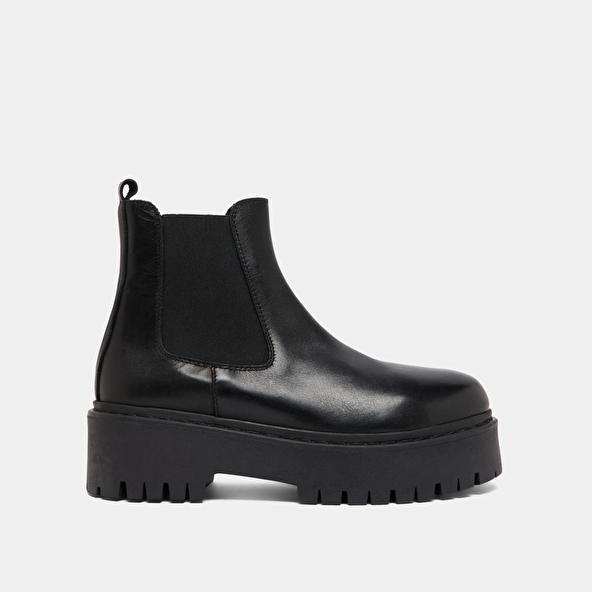 Jonak Platform Boots With Round Toes In Black Leather RAVIE