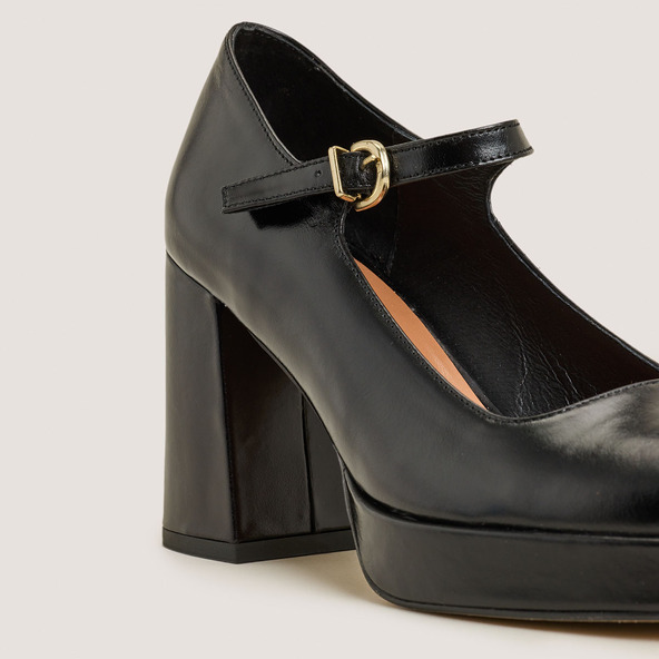 Jonak Platform Mary Jane With Rounded Toe In Black Leather VERITOX