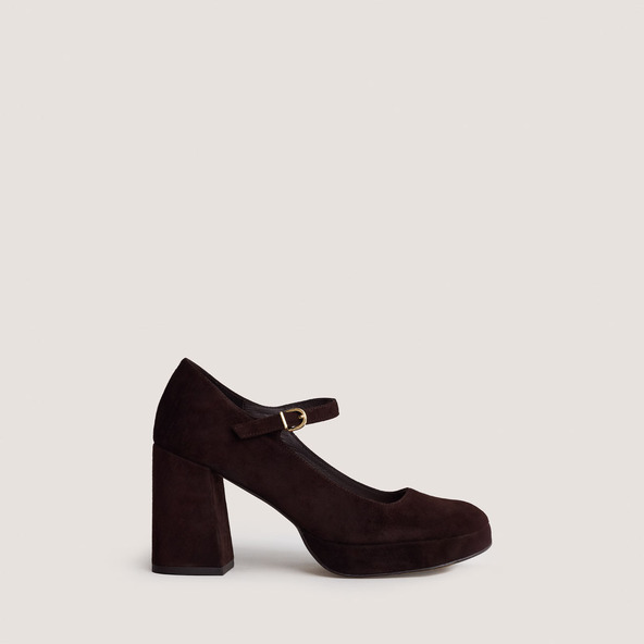 jonak Platform Mary Jane with Rounded Toe in brown velvet VERITOX
