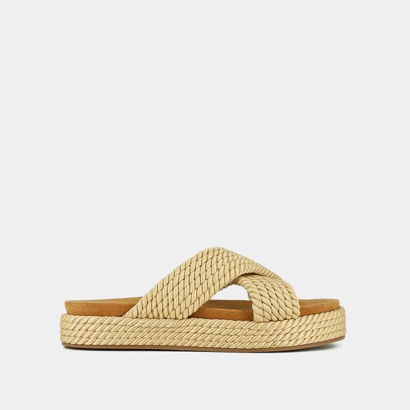 jonak Platform mules with criss-cross straps in beige rope WAELITO