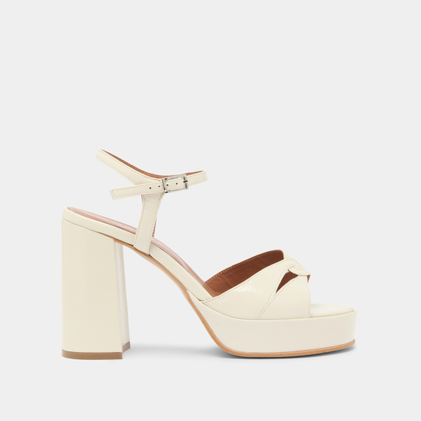 Jonak Platform Sandals And High Heels In Ecru Shiny Leather JUSTINE