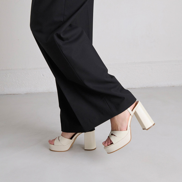 Jonak Platform Sandals And High Heels In Ecru Shiny Leather JUSTINE