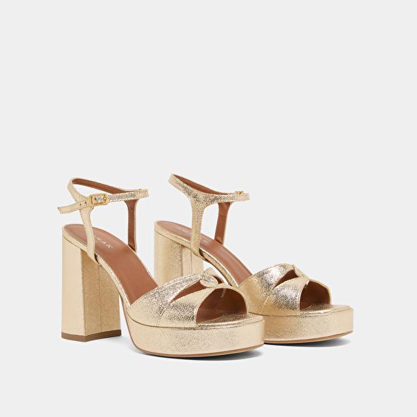 Jonak Platform Sandals And High Heels Platinum Metallic Textile JUSTINE