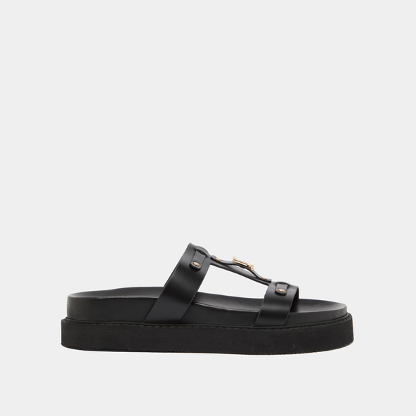 Jonak Platform Sandals In Black Glazed Leather LUANA