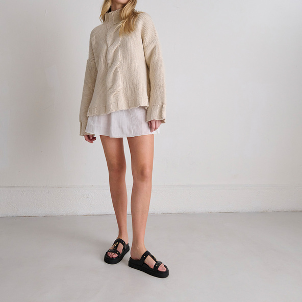 Jonak Platform Sandals In Black Glazed Leather LUANA