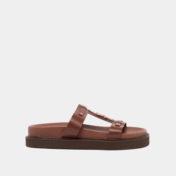 Jonak Platform Sandals In Brown Glazed Leather LUANA
