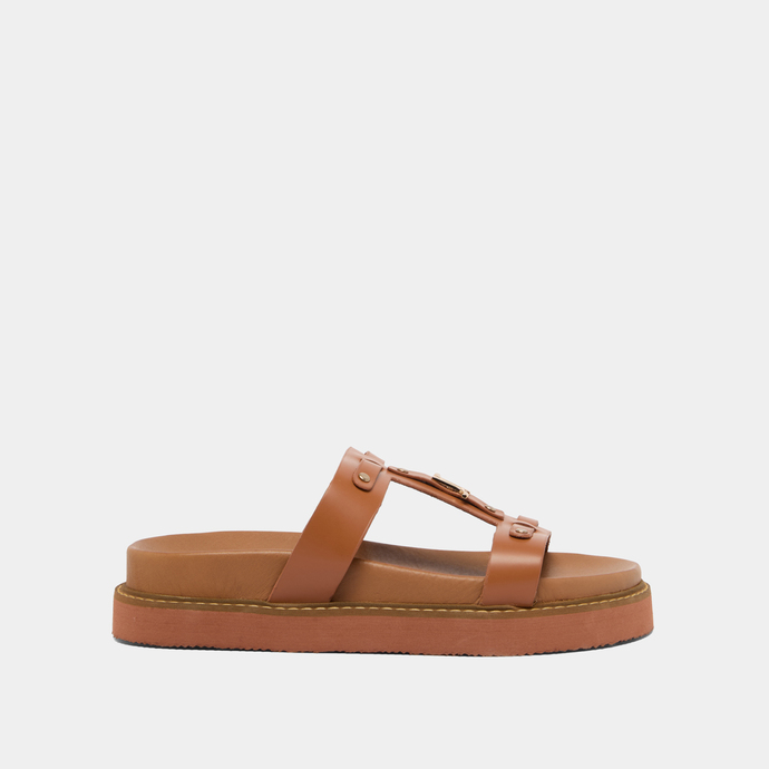 Jonak Platform Sandals In Cognac Glazed Leather LUANA