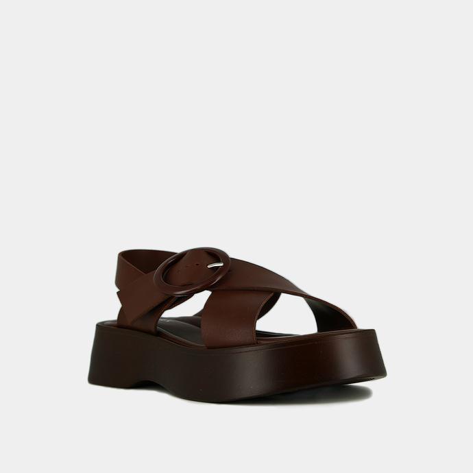 Jonak Platform Sandals In Dark Brown Leather EMILIA