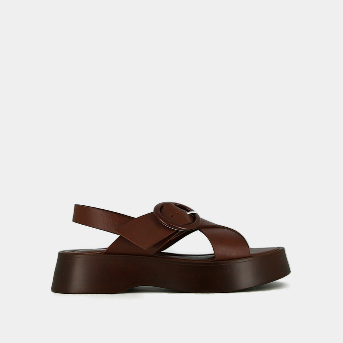 jonak Platform sandals in dark brown leather EMILIA