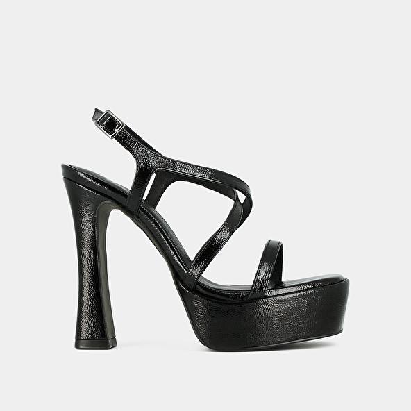 Jonak Platform Sandals With Crossed Straps In Black Pleated Leather BOECIA
