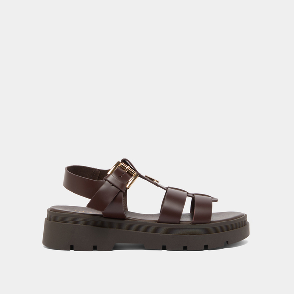 Jonak Platform Sandals With Monogram In Brown Leather LONDRES