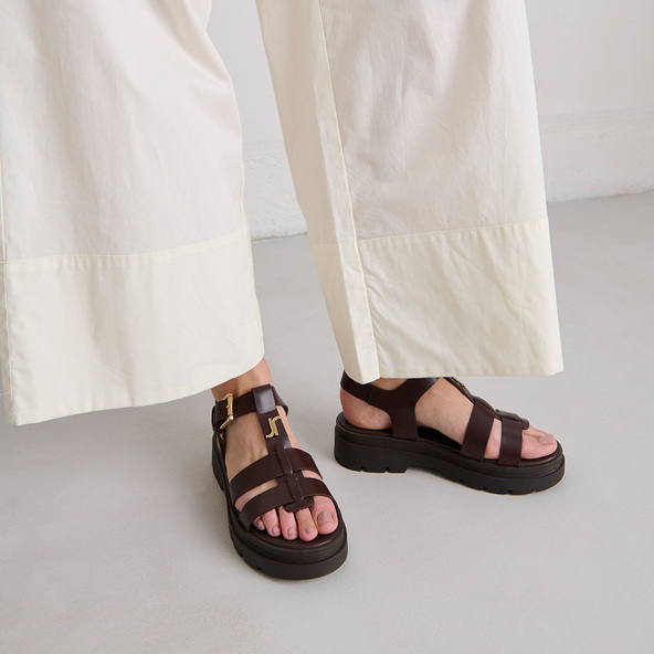 Jonak Platform Sandals With Monogram In Brown Leather LONDRES