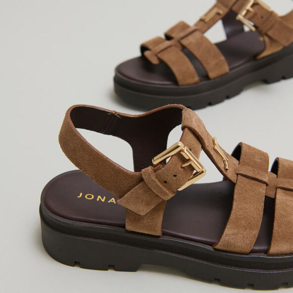 Jonak Platform Sandals With Monograms In Taupe Suede LONDRES