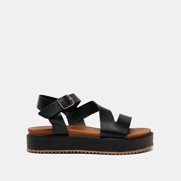 Jonak Platform Sandals With Straps In Black Leather ISAURE