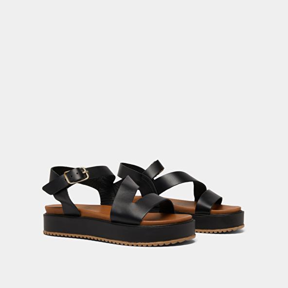 Jonak Platform Sandals With Straps In Black Leather ISAURE