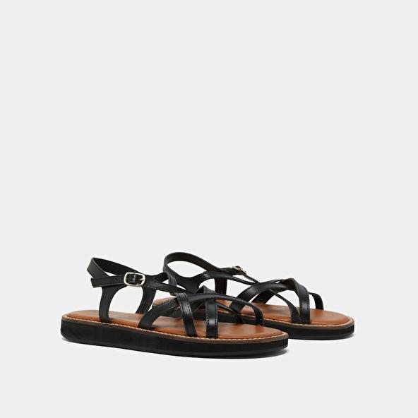 Jonak Platform Sandals With Straps In Black Leather WATER