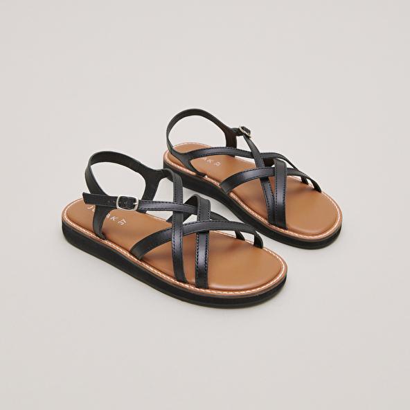 jonak Platform sandals with straps in black leather WATER