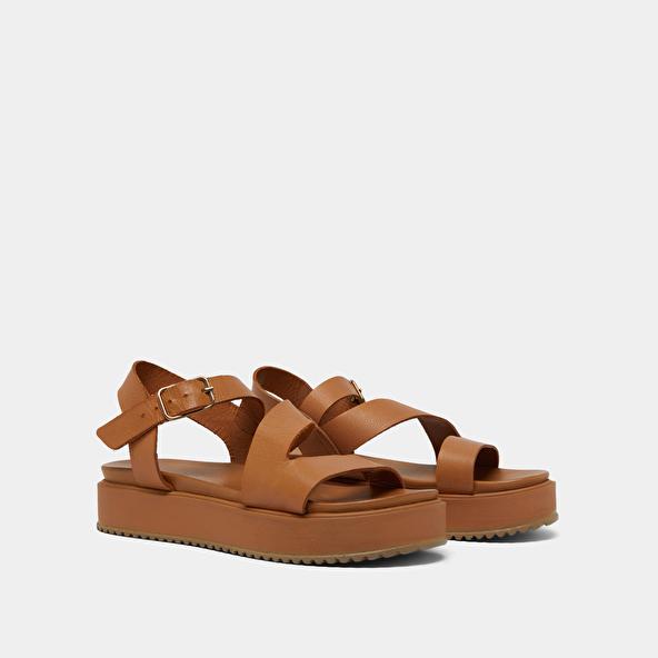Jonak Platform Sandals With Straps In Camel Leather ISAURE