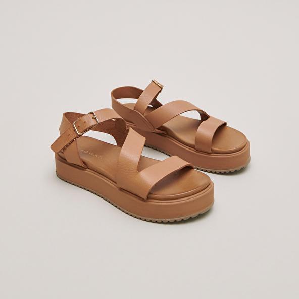 jonak Platform sandals with straps in camel leather ISAURE
