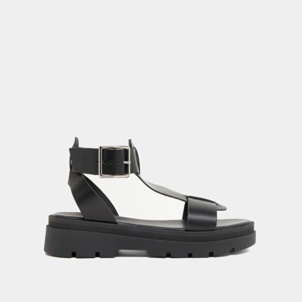 Jonak Platform Sandals With Thick Straps In Black Glazed Leather LILLE