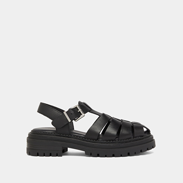 Jonak Platform Sandals With Wide Straps In Black Leather ABRAHAM