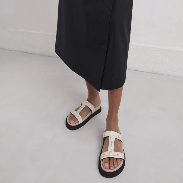 Jonak Platforms Sandals In Ecru Glazed Leather LUANA