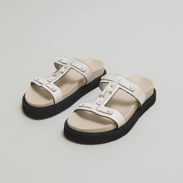 jonak Platforms sandals in ecru glazed leather LUANA