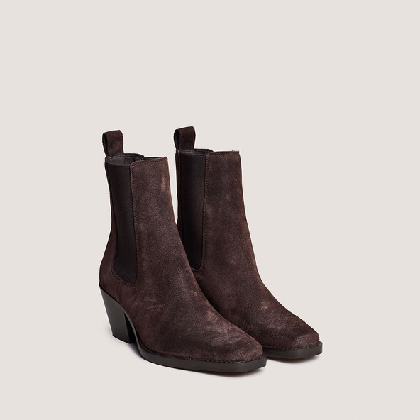 Jonak Pointed Toe Ankle Boots In Dark Brown Suede BOA