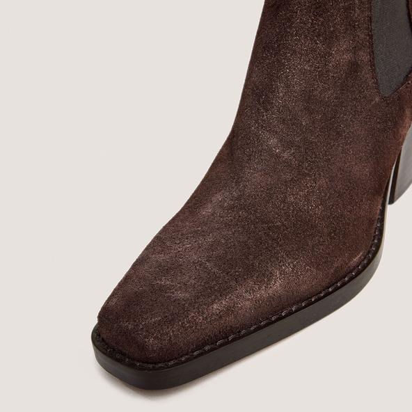 Jonak Pointed Toe Ankle Boots In Dark Brown Suede BOA