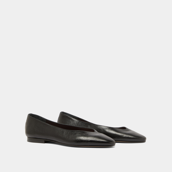 Jonak Pointed-toe Ballet Flats In Black Distressed Leather DASSUS