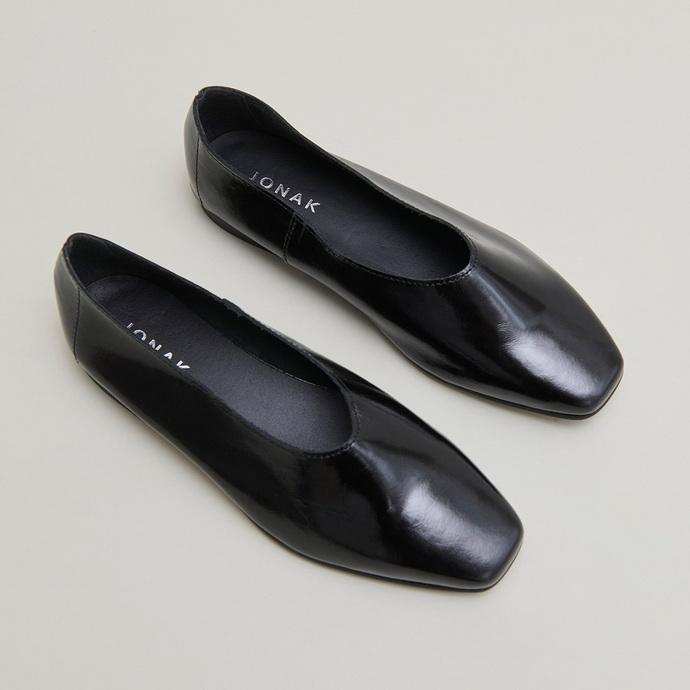 Jonak Pointed-toe Ballet Flats In Black Pleated Varnish NAE