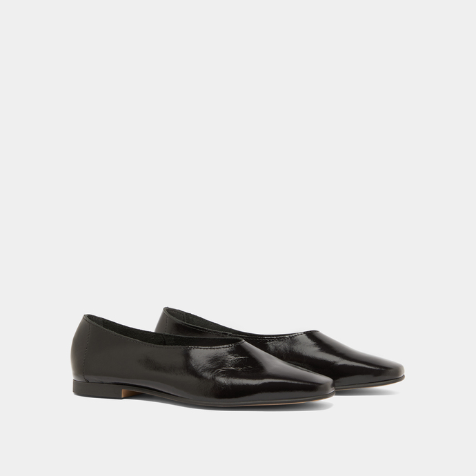 Jonak Pointed-toe Ballet Flats In Black Pleated Varnish NAE