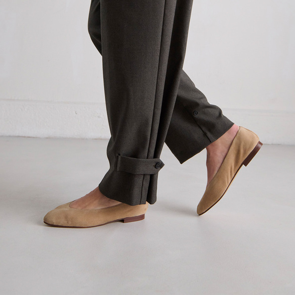 Jonak Pointed-toe Ballet Flats In Camel Velvet DASSUS