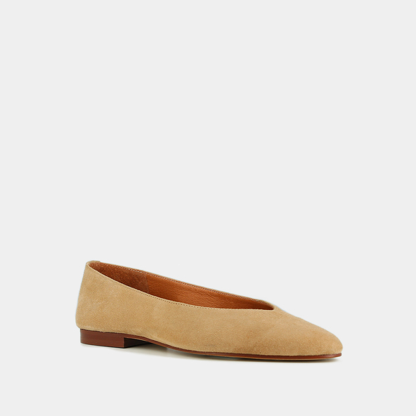 Jonak Pointed-toe Ballet Flats In Camel Velvet DASSUS