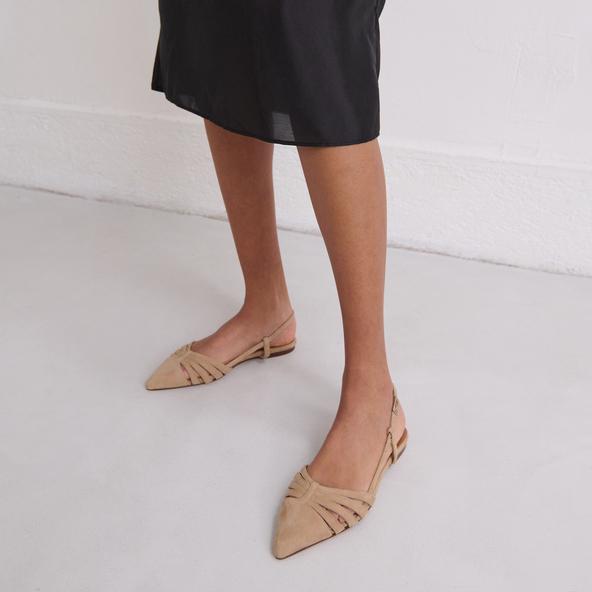 Jonak Pointed-toe Ballet Flats In Camel Velvet DELICATESSE