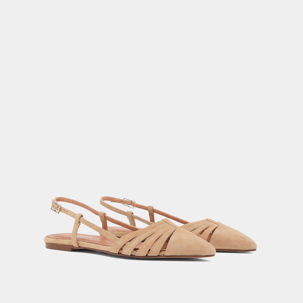 Jonak Pointed-toe Ballet Flats In Camel Velvet DELICATESSE