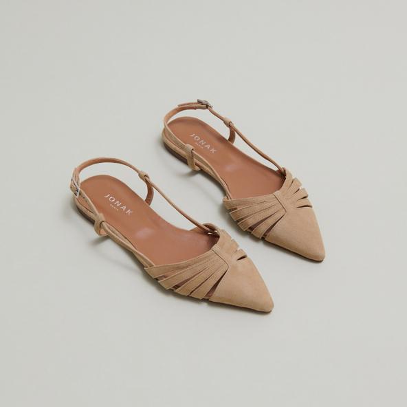 jonak Pointed-toe ballet flats in camel velvet DELICATESSE