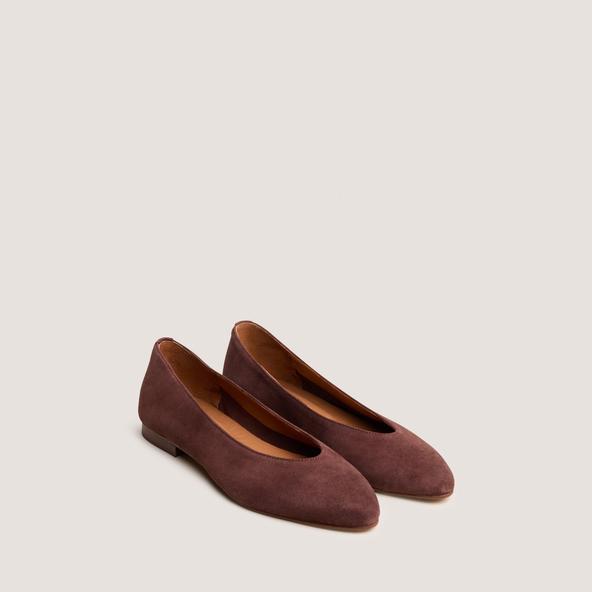 Jonak Pointed-toe Ballet Flats In Dark Brown Velvet DASSUS