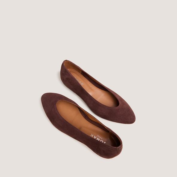jonak Pointed-toe ballet flats in dark brown velvet DASSUS