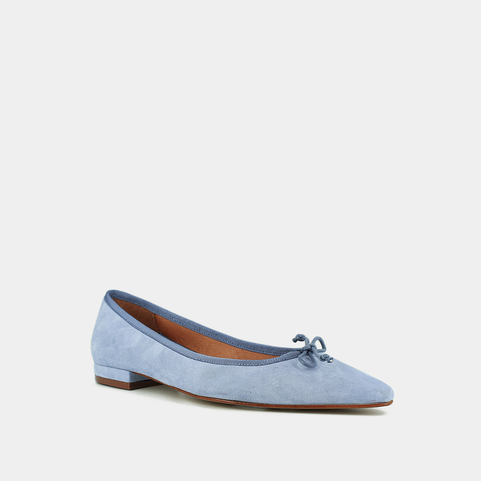 Jonak Pointed-toe Ballet Flats With Laces In Light Blue Velvet DAMO