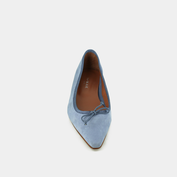 Jonak Pointed-toe Ballet Flats With Laces In Light Blue Velvet DAMO