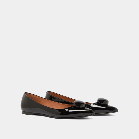 Jonak Pointed-toe Ballet Flats With Marbles In Black Varnish DALIDO