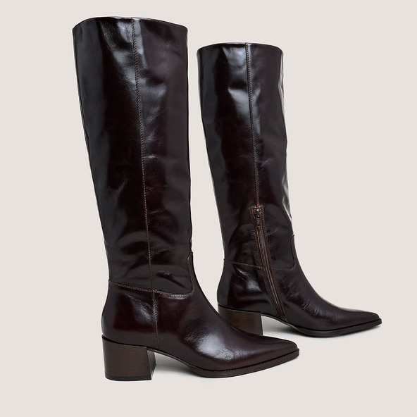 Jonak Pointed-toe Boots In Dark Brown Leather PRIERE