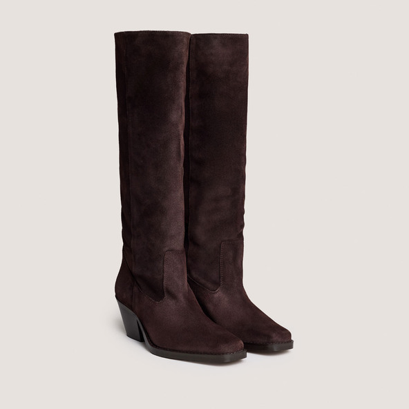 Jonak Pointed-Toe Boots In Dark Brown Split Leather BRESIL